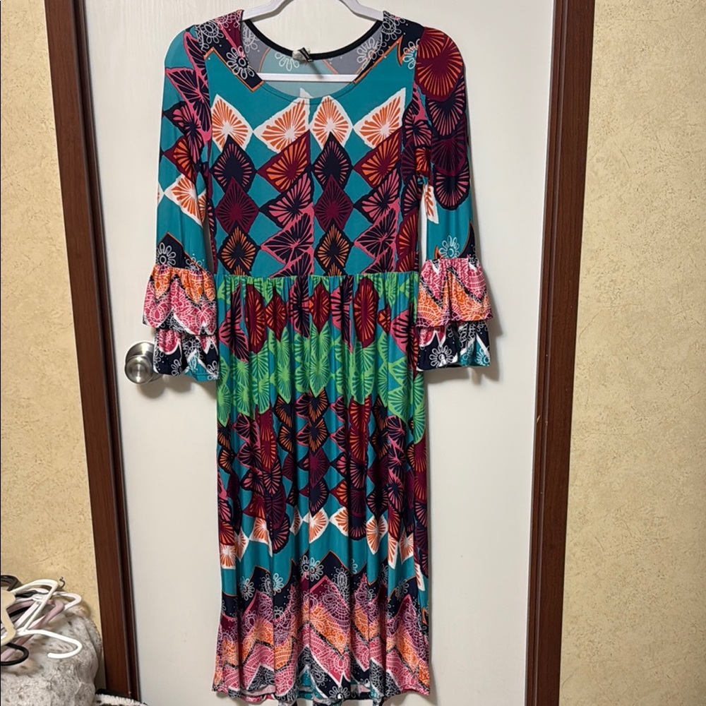 Moa Collection Multicolor Patterned Dress Size M